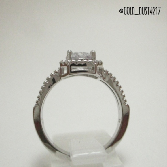 Simulated Diamond Square Halo Engagement Ring - Picture 5 of 5